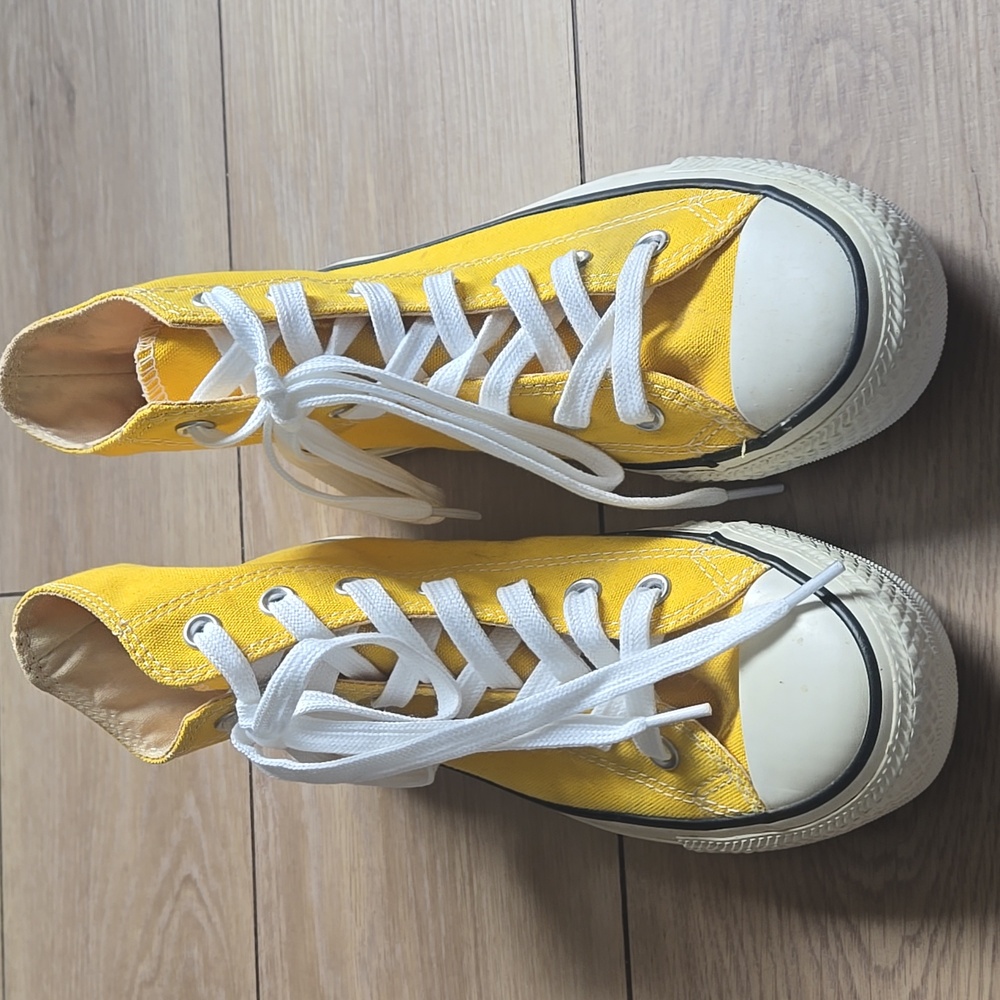 Converse Chuck Taylor All Star Yellow High-top Sneakers Sz Womens 8 Mens 6 - Picture 2 of 8